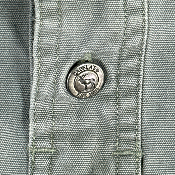 Vintage Cabelas Shirt Adult LARGE Gray Henley Cargo Outdoor Canvas Workshirt 90s - Picture 5 of 11